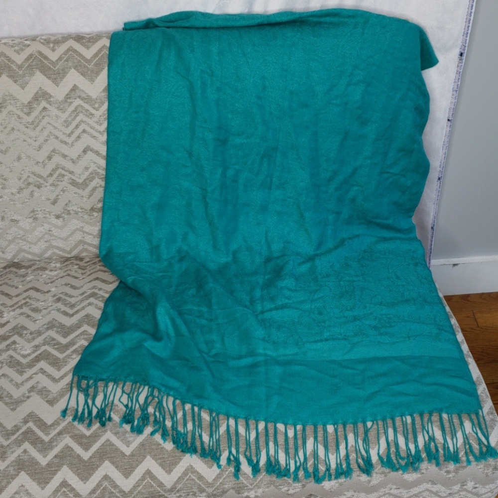 Turquoise shaw wrap